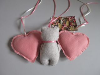 Decorazione Gattino e Cuori Fatta a Mano