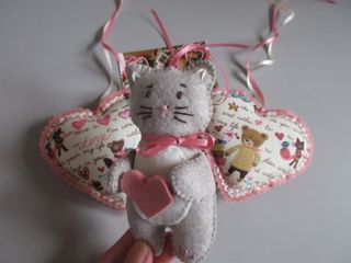 Decorazione Gattino e Cuori Fatta a Mano