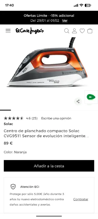 Centro de planchado Solac Evolution