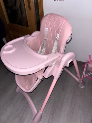 Trona bebé rosa acolchada