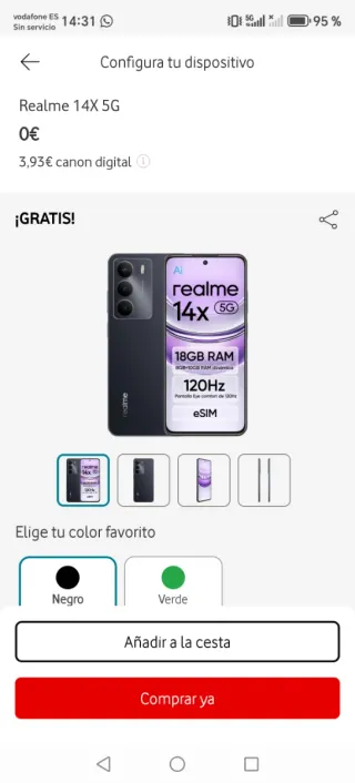 Realme 14X 5G Negro/Verde