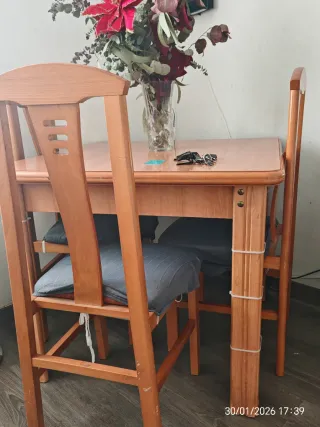Juego comedor 3 personas madera