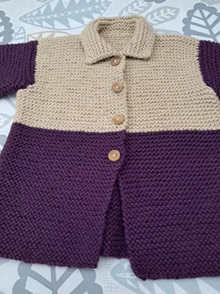 Chaqueta de punto niña bicolor