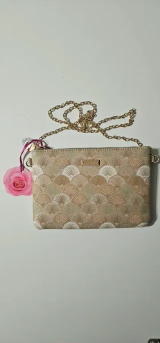 Borsetta a tracolla beige e oro