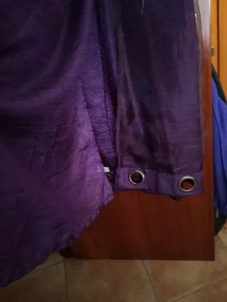 2 hojas de cortinas de Chiffon Morado con Círculos