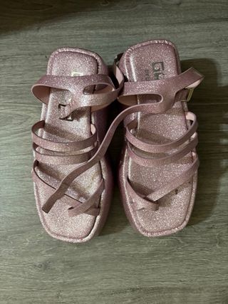 Sandalias Plataforma Brillantes Rosa