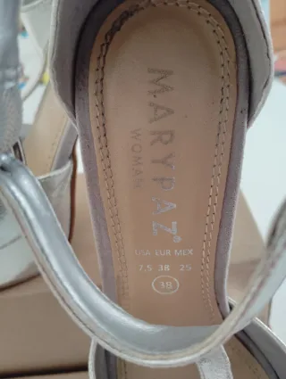 Zapatos tacón plataforma plateados talla 38