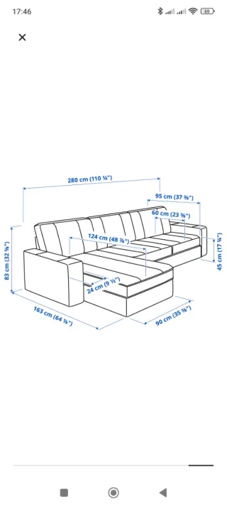Sofá 3 plazas chaiselongue beige Ikea
