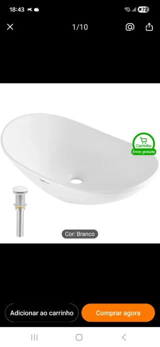 Lavatório oval branco moderno