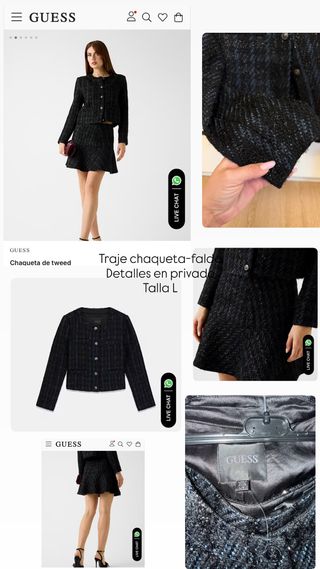 Traje Chaqueta Falda Tweed Talla L