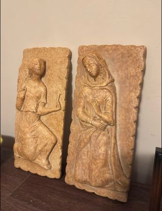 Coppia Bassorilievi Gesso Arzilli Vintage