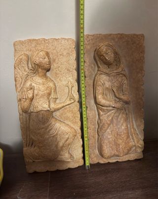 Coppia Bassorilievi Gesso Arzilli Vintage