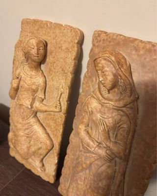 Coppia Bassorilievi Gesso Arzilli Vintage