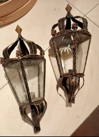 Pack 2 Farolillos Metal y Cristal