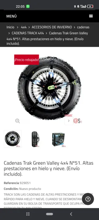 Cadenas Nieve Trak 4x4 LT.  Modelo 213/50