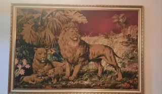 Tapiz Grande de Leones y Palmeras