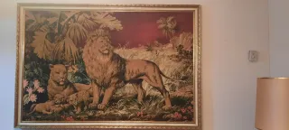 Tapiz Grande de Leones y Palmeras