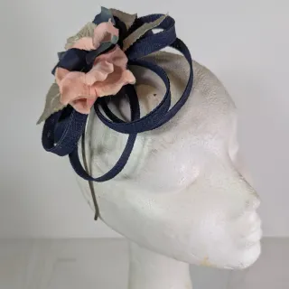 Tocado fiesta novia boda azul rosa