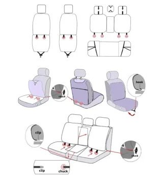 Juego de 5 fundas de asiento universales de piel