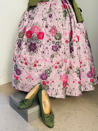 Vestido Fallera Niña 9-12 Años malva y verde