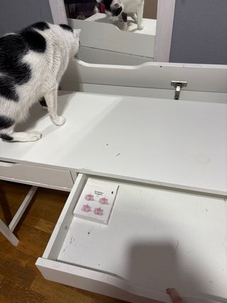 Escritorio blanco con cajones