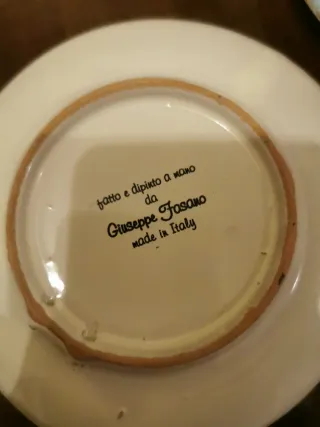 Caraffa e 6 piattini decorati gallo