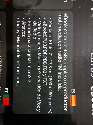 Ebook Sunstech EB705 Negro