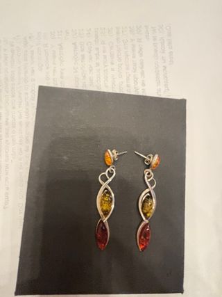 Pendientes Ámbar Natural Plata 925
