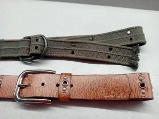 2 Cinturones: Cuero Marrón y Lona Militar