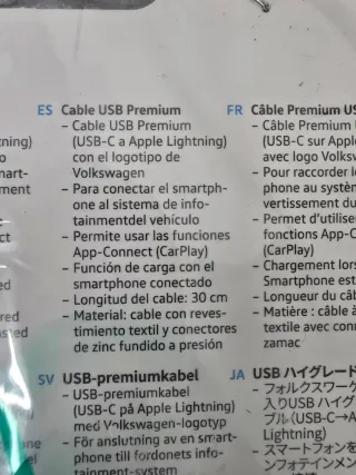 Cable USB-C a Lightning Volkswagen 30cm