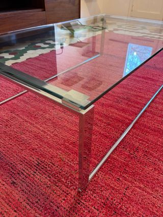 Mesa centro tubular de cristal y acero