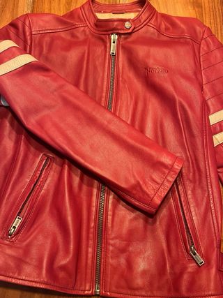 Cazadora Piel Norton Mujer Roja