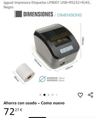 Impresora Etiquetas Iggual LP8001 USB+RS232+RJ45