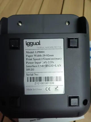 Impresora Etiquetas Iggual LP8001 USB+RS232+RJ45