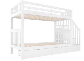Cama litera madera con escaleras y cajones