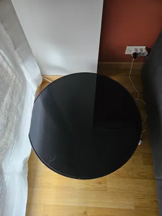 Mesa auxiliar redonda cristal negra