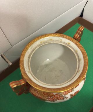 Antico Bruciatore Incenso Giapponese Kutani