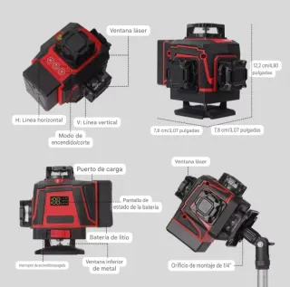 Nivel Láser 4D 16 Líneas Trípode Maletín