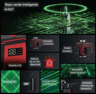 Nivel Láser 4D 16 Líneas Trípode Maletín