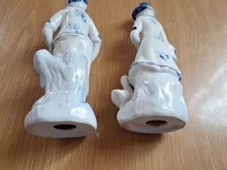 Figuras de porcelana pareja azul y blanco