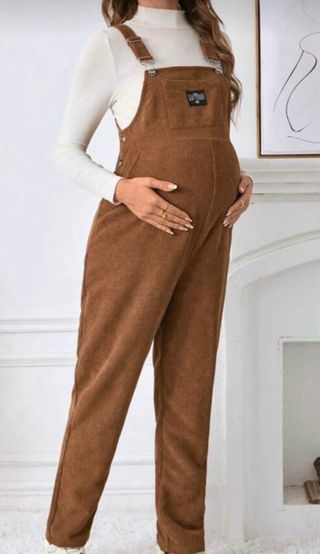 Pantaloni premaman in velluto marrone