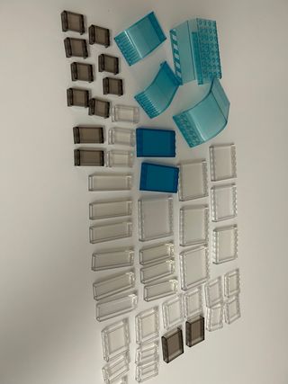 Lotto pezzi LEGO vetrate trasparenti e colorate