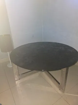 Mesa auxiliar comedor cristal y metal