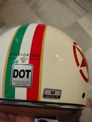 Casco Moto Jet Retro beige T.T.CO