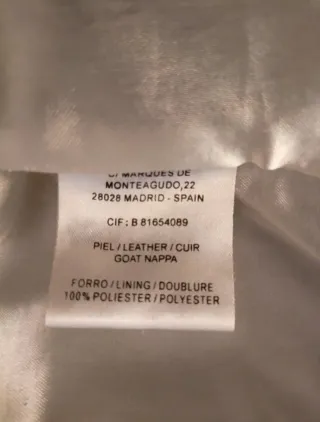 Cazadora cuero auténtico blanca con rayas M mujer