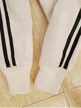 Cazadora cuero auténtico blanca con rayas M mujer