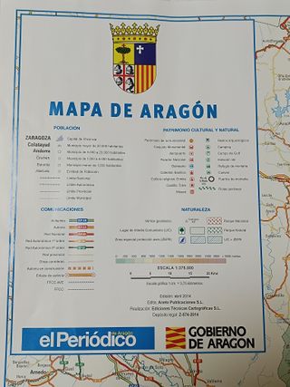 Mapa de Aragón grande 100 cm