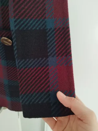 Chaqueta larga cuadros Talla S