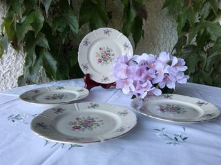 4 Piattini da dessert floreali