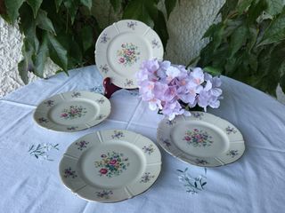 4 Piattini da dessert floreali